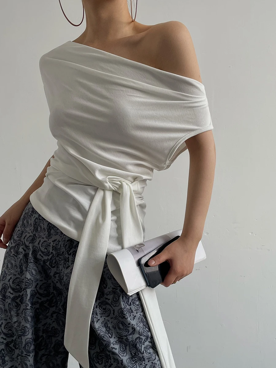 Asymmetric American Sle T-irt oulder Crossbody Design Unconal Strap Tie oulder Top Moisture ng ort Sve
Asymmetric American Sle T-irt oulder Crossbody Design Unconal Strap Tie oulder Top Moisture ng ort Sve