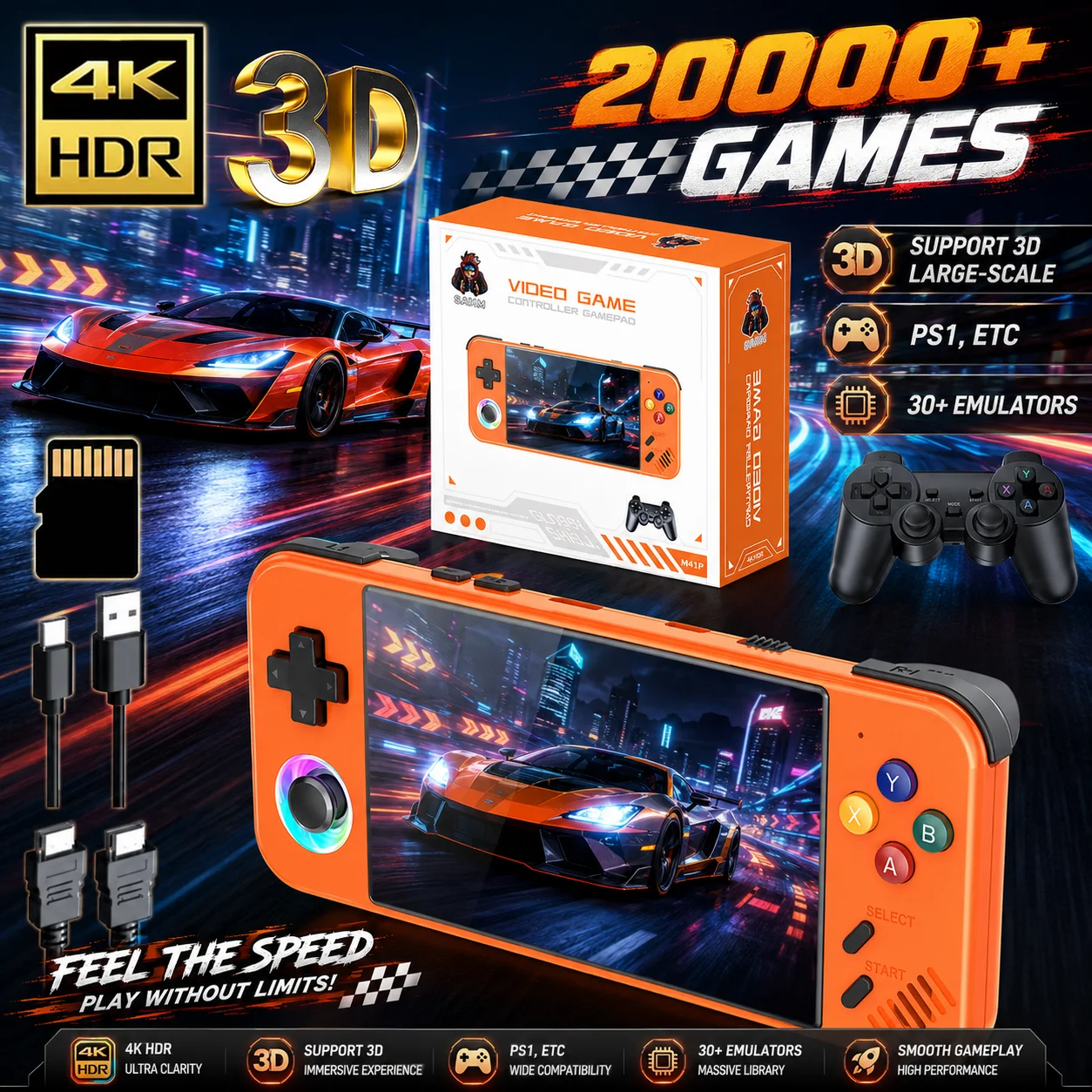 M41P Handheld Retro Gaming Console 4.2" IPS Screen Built-in 20000+ Games EmuELEC System Portable Video Game Player with RGB Ligh
M41P Handheld Retro Gaming Console 4.2" IPS Screen Built-in 20000+ Games EmuELEC System Portable Video Game Player with RGB Ligh