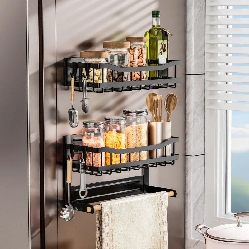 Magnetic Spice Rack for Refrigerator with Hook Paper Towel Holder Rustproof Spice Jars Rack Multi Use Refrigerator Side Shelf
Magnetic Spice Rack for Refrigerator with Hook Paper Towel Holder Rustproof Spice Jars Rack Multi Use Refrigerator Side Shelf