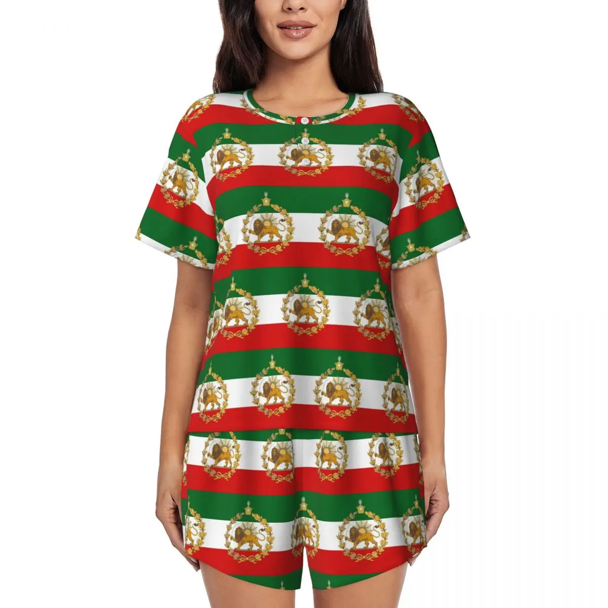 Flag Of Iran Iranian Round Neck Short Sleeves Nightdress for Sleeping Sleepshirts Women Soft Pajama Set Short Pants
Flag Of Iran Iranian Round Neck Short Sleeves Nightdress for Sleeping Sleepshirts Women Soft Pajama Set Short Pants