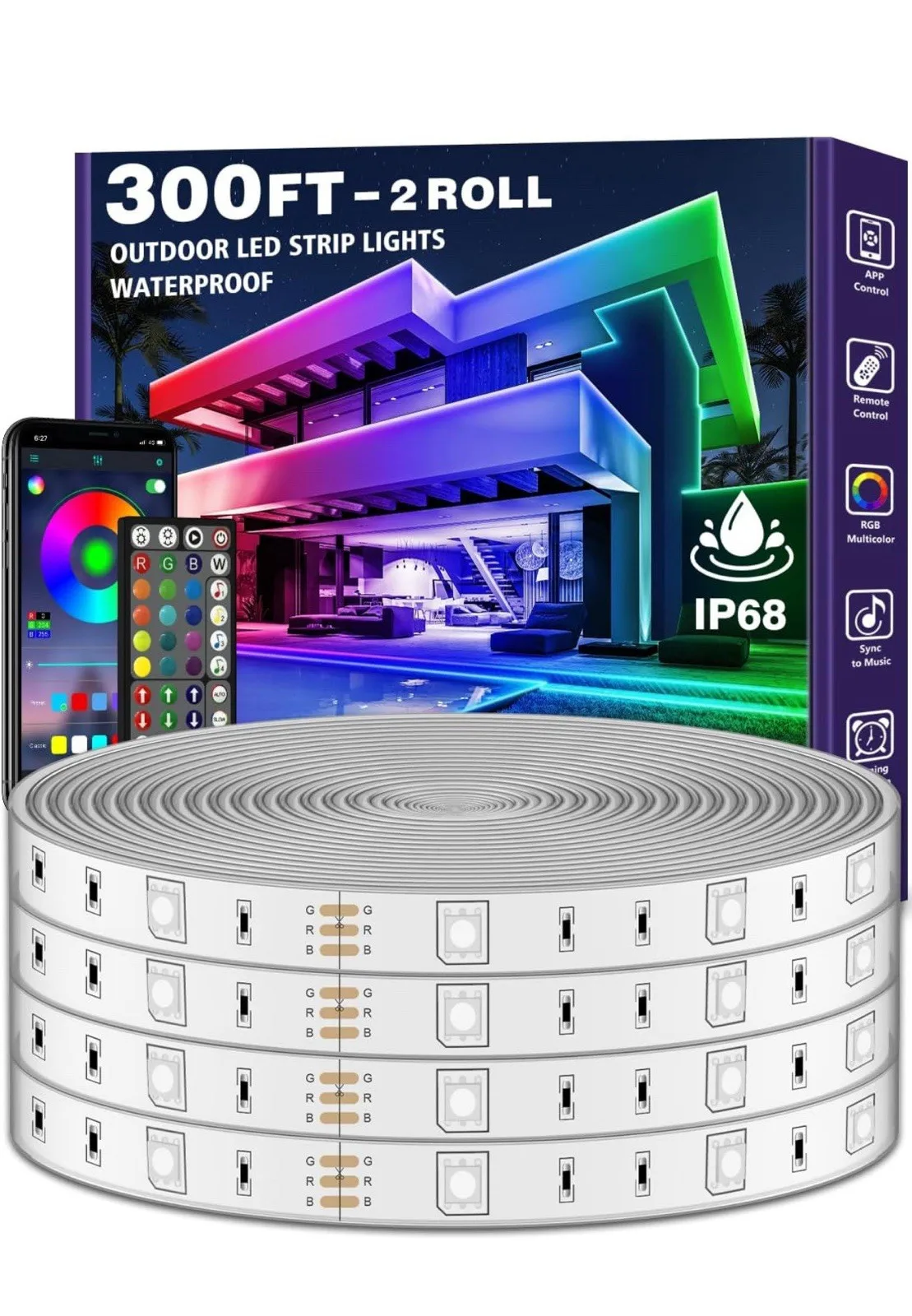 300 ft Outdoor LED Strip Lights Waterproof IP68 Outside, App & Remote Music SYNC
300 ft Outdoor LED Strip Lights Waterproof IP68 Outside, App & Remote Music SYNC
