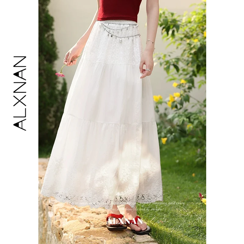 ALXNAN Women's White Maxi Skirt Lace Embroidery High Waist Holiday Skirts Cotton 100% Summer Casual Elegant Skirt Female L65515
ALXNAN Women's White Maxi Skirt Lace Embroidery High Waist Holiday Skirts Cotton 100% Summer Casual Elegant Skirt Female L65515