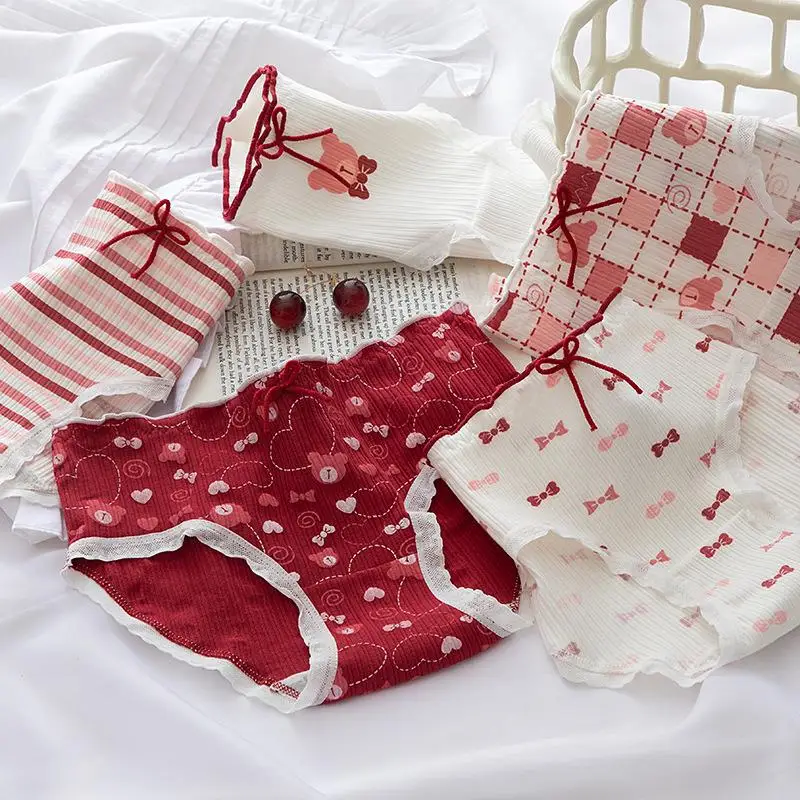 New Fashion Women's Red Panties Female Cartoon Cotton Underwear Girl Comfort Briefs Mid Waist Seamless Underpants Sexy Lingeries
New Fashion Women's Red Panties Female Cartoon Cotton Underwear Girl Comfort Briefs Mid Waist Seamless Underpants Sexy Lingeries