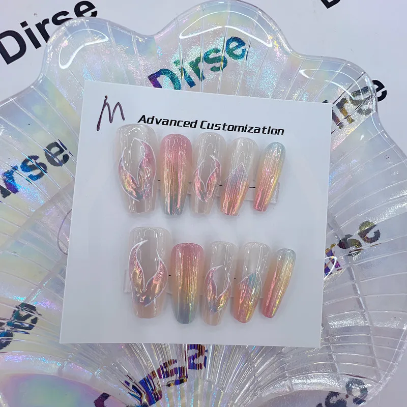 10 pieces of short handmade colorful dazzling mermaid tail cat eye color wearable fake nails complete set of nail tip art
10 pieces of short handmade colorful dazzling mermaid tail cat eye color wearable fake nails complete set of nail tip art