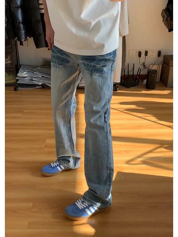 Light Blue Washed Lightning Pattern Men's Jeans Straight Leg Micro Flared Trendy Brand Street Style Straight Tube Denim Jeans
Light Blue Washed Lightning Pattern Men's Jeans Straight Leg Micro Flared Trendy Brand Street Style Straight Tube Denim Jeans
