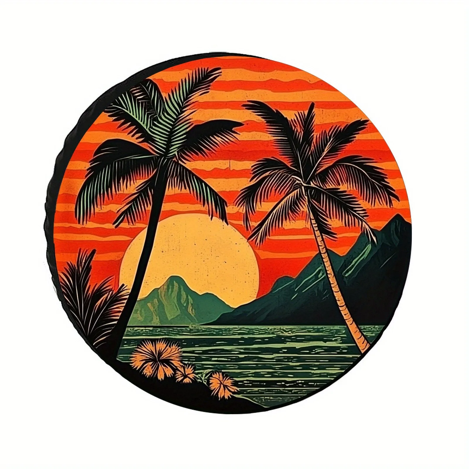 Tropical Sunset Palm Trees Tire Cover Durable Spare Wheel Cover for RV Truck Vehicle
Tropical Sunset Palm Trees Tire Cover Durable Spare Wheel Cover for RV Truck Vehicle