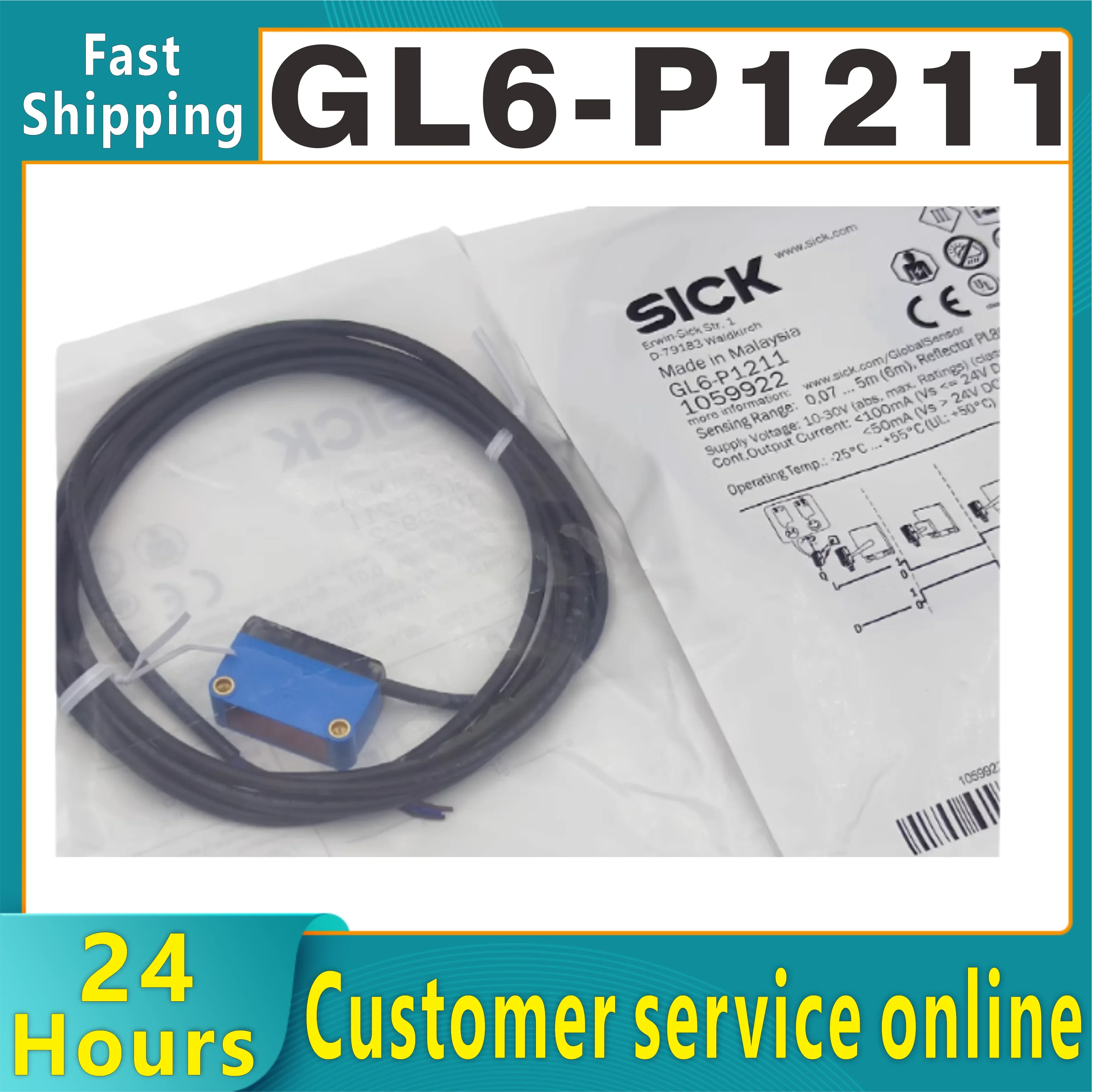 Original SICK photoelectric switch GL6-N1212 GL6-N1211 GL6-P1211 mirror reflective photoelectric eye
Original SICK photoelectric switch GL6-N1212 GL6-N1211 GL6-P1211 mirror reflective photoelectric eye