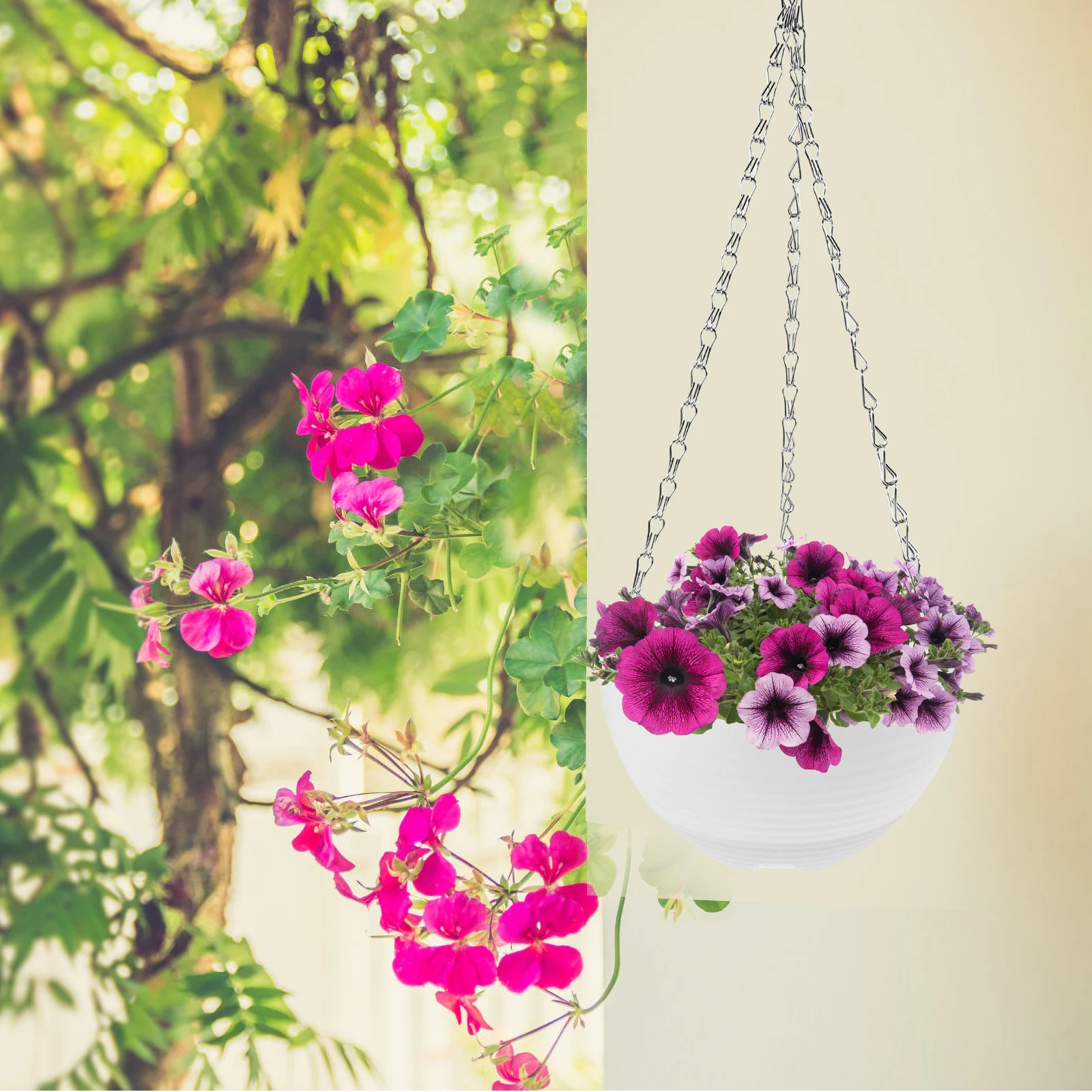 9 Pcs Hanging Flower Pot Basket Chain Design Large Capacity Balcony Courtyard Decor Plant Holder Planter Garden
9 Pcs Hanging Flower Pot Basket Chain Design Large Capacity Balcony Courtyard Decor Plant Holder Planter Garden