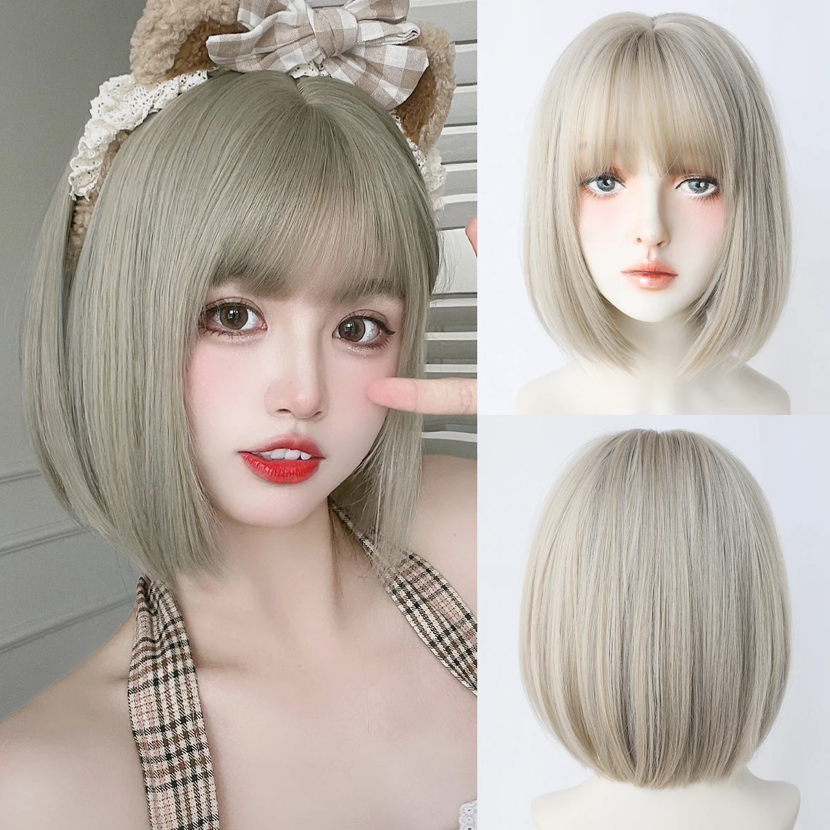 7JHH WIGS Short Straight Beige Wig for Women Synthetic Heat-Resistant Modest Fashion Wear and Go Bob Wigs with Neat Bangs
7JHH WIGS Short Straight Beige Wig for Women Synthetic Heat-Resistant Modest Fashion Wear and Go Bob Wigs with Neat Bangs