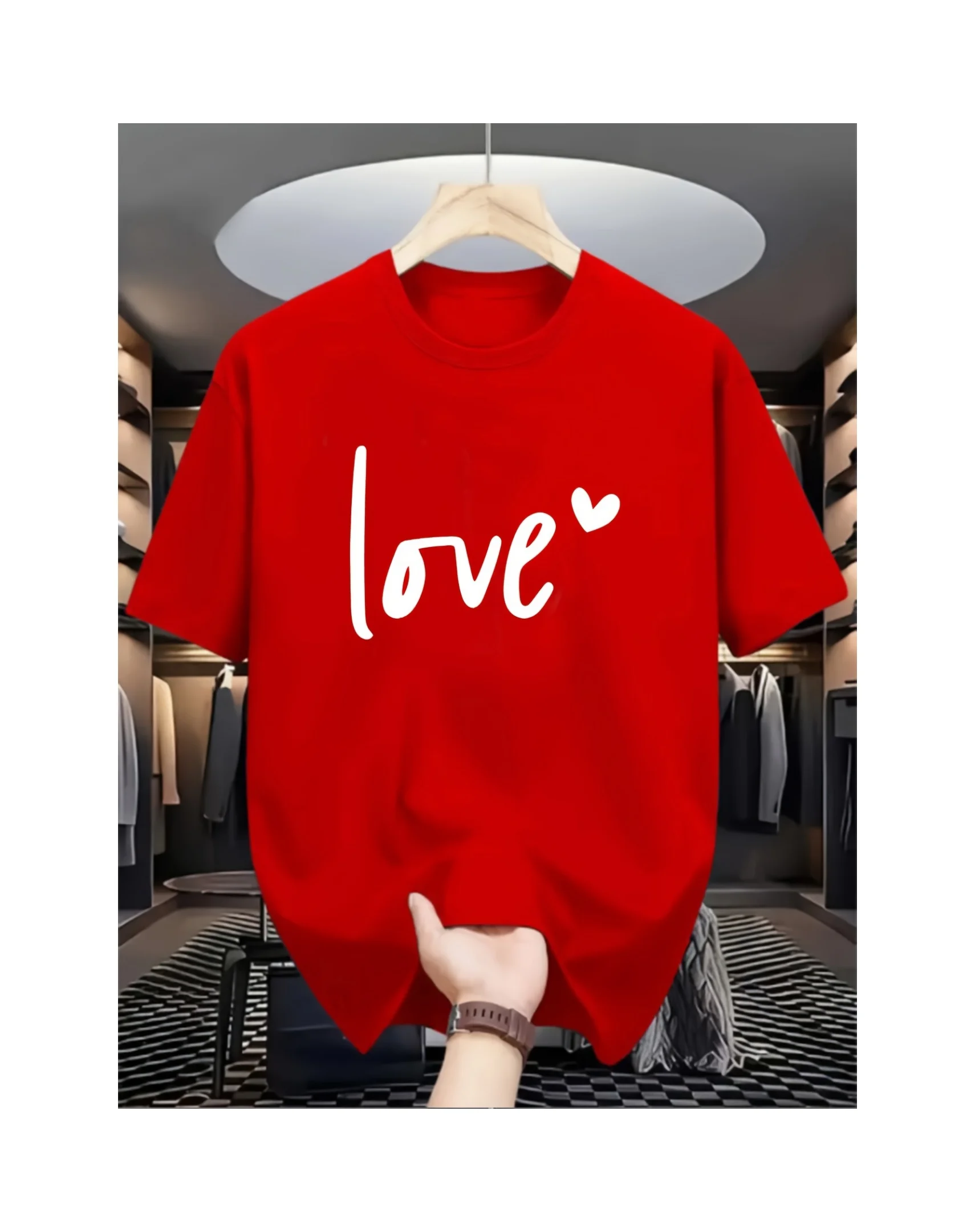 Cotton Summer T-shirt Pure Summer T-shirt - Mens Fashionable Outdoor Wear with Love Letter and Heart Print Pattern
Cotton Summer T-shirt Pure Summer T-shirt - Mens Fashionable Outdoor Wear with Love Letter and Heart Print Pattern