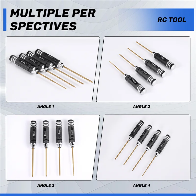 A83I-4 Pcs 1.5 / 2.0 / 2.5 / 3.0 Mm Hex Screwdriver Set Titanium Hex Wrench Tool Set For Multi-Axis FPV RC Tool
A83I-4 Pcs 1.5 / 2.0 / 2.5 / 3.0 Mm Hex Screwdriver Set Titanium Hex Wrench Tool Set For Multi-Axis FPV RC Tool