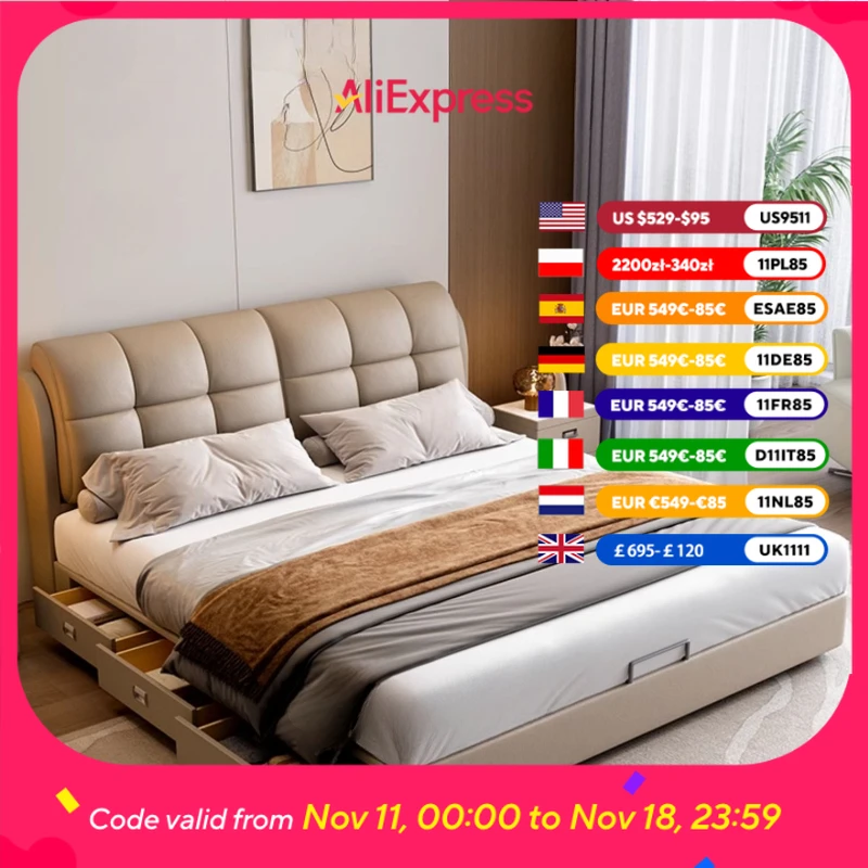 Adults Leather Luxury Double Bed Modern Soft Design Queen Loft Double Bed Frames Storage Letto Matrimoniale FBedroom Furniture
Adults Leather Luxury Double Bed Modern Soft Design Queen Loft Double Bed Frames Storage Letto Matrimoniale FBedroom Furniture