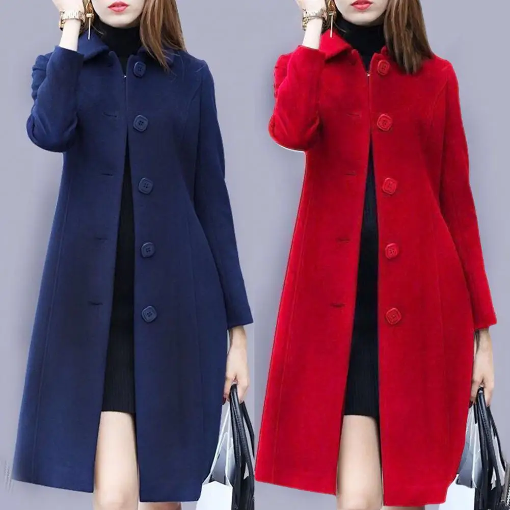 Lady Winter Jacket Western Style Women Wool Coat Lapel Thermal Outwear Long Sleeves Mid-Length Single-Breasted Slim Overcoat
Lady Winter Jacket Western Style Women Wool Coat Lapel Thermal Outwear Long Sleeves Mid-Length Single-Breasted Slim Overcoat