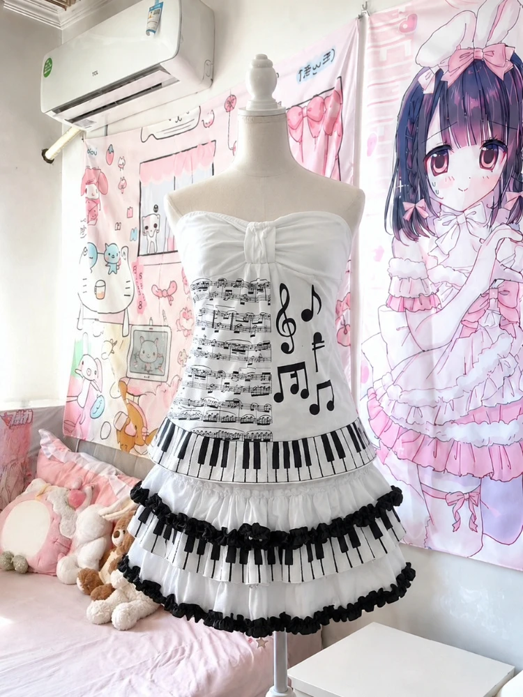 Retro Subculture 2 Piece Sets For Women Gothic Punk Piano Printed Tee Mini Skirt Y2k Harajuku Streetwear Outfits
Retro Subculture 2 Piece Sets For Women Gothic Punk Piano Printed Tee Mini Skirt Y2k Harajuku Streetwear Outfits
