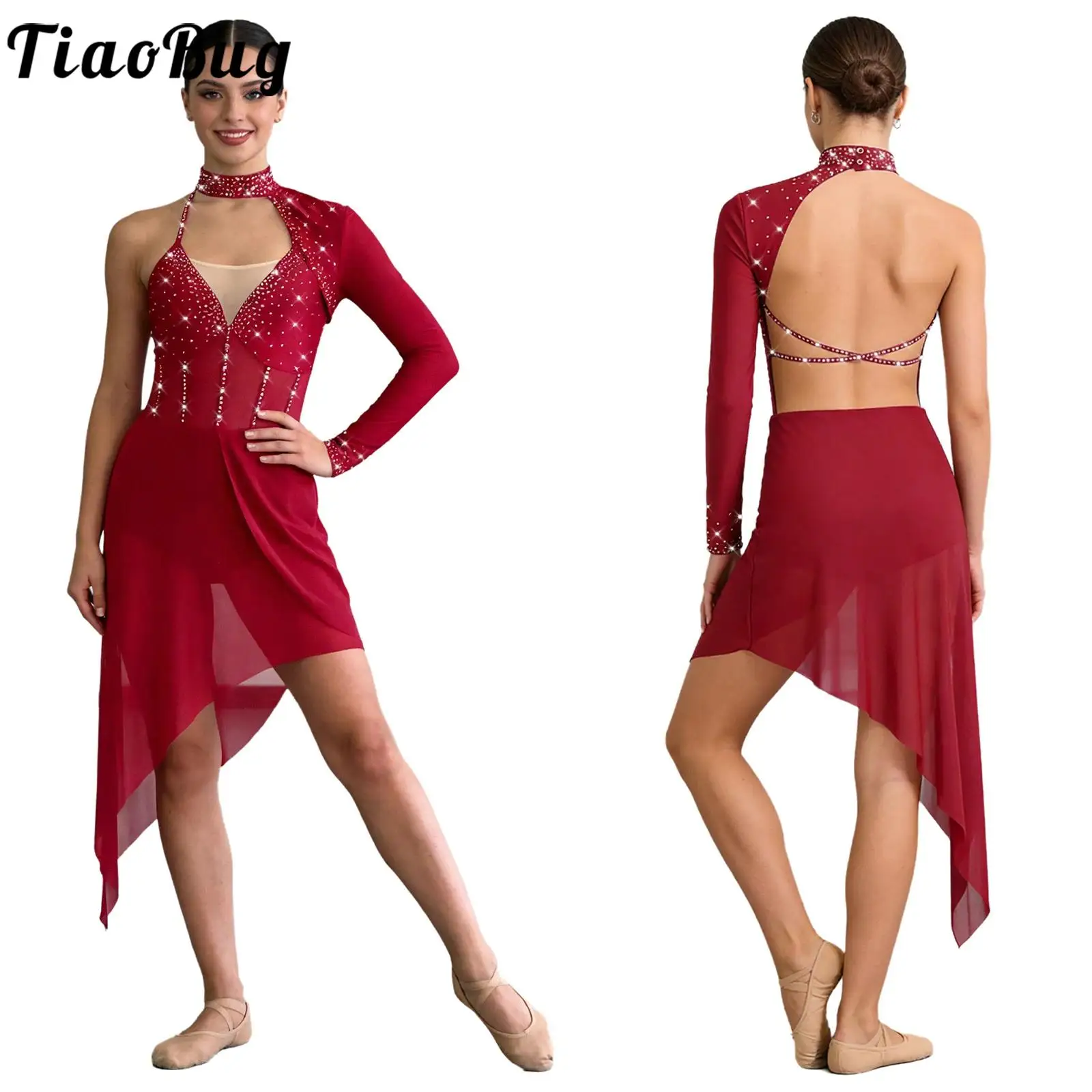 Women Lyrical Figure Skating Dress Leotards Mesh Ballet Gymnastics Costume Rhinestones Strappy Backless Dance Bodysuits Dress
Women Lyrical Figure Skating Dress Leotards Mesh Ballet Gymnastics Costume Rhinestones Strappy Backless Dance Bodysuits Dress