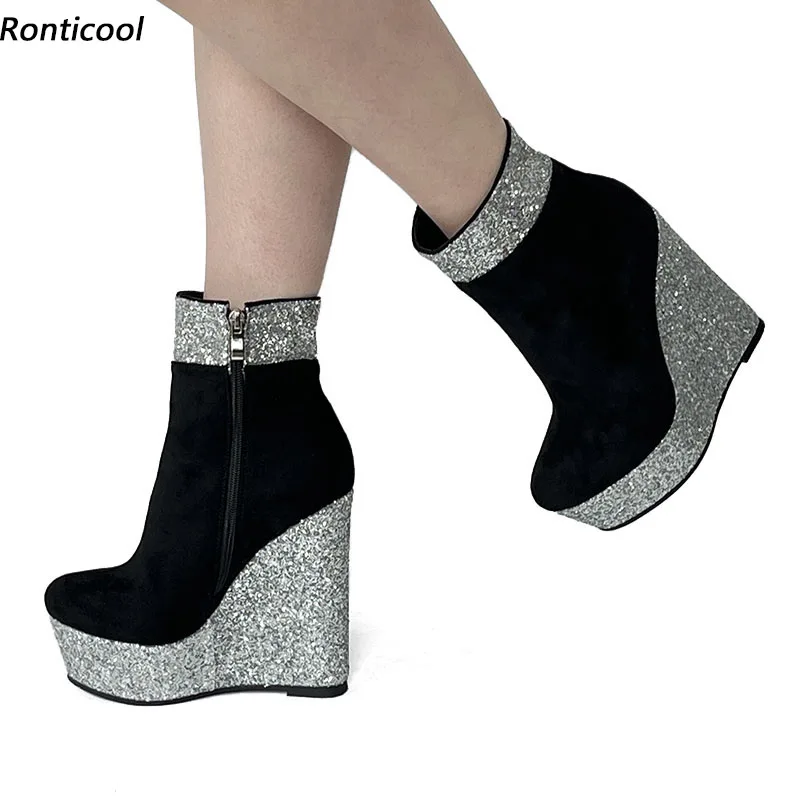 Ronticool New Stylish Women Winter Ankle Boots Suede Zipper Wedges Heels Round Toe Black Cosplay Shoes Ladies Plus US Size 5-20
Ronticool New Stylish Women Winter Ankle Boots Suede Zipper Wedges Heels Round Toe Black Cosplay Shoes Ladies Plus US Size 5-20