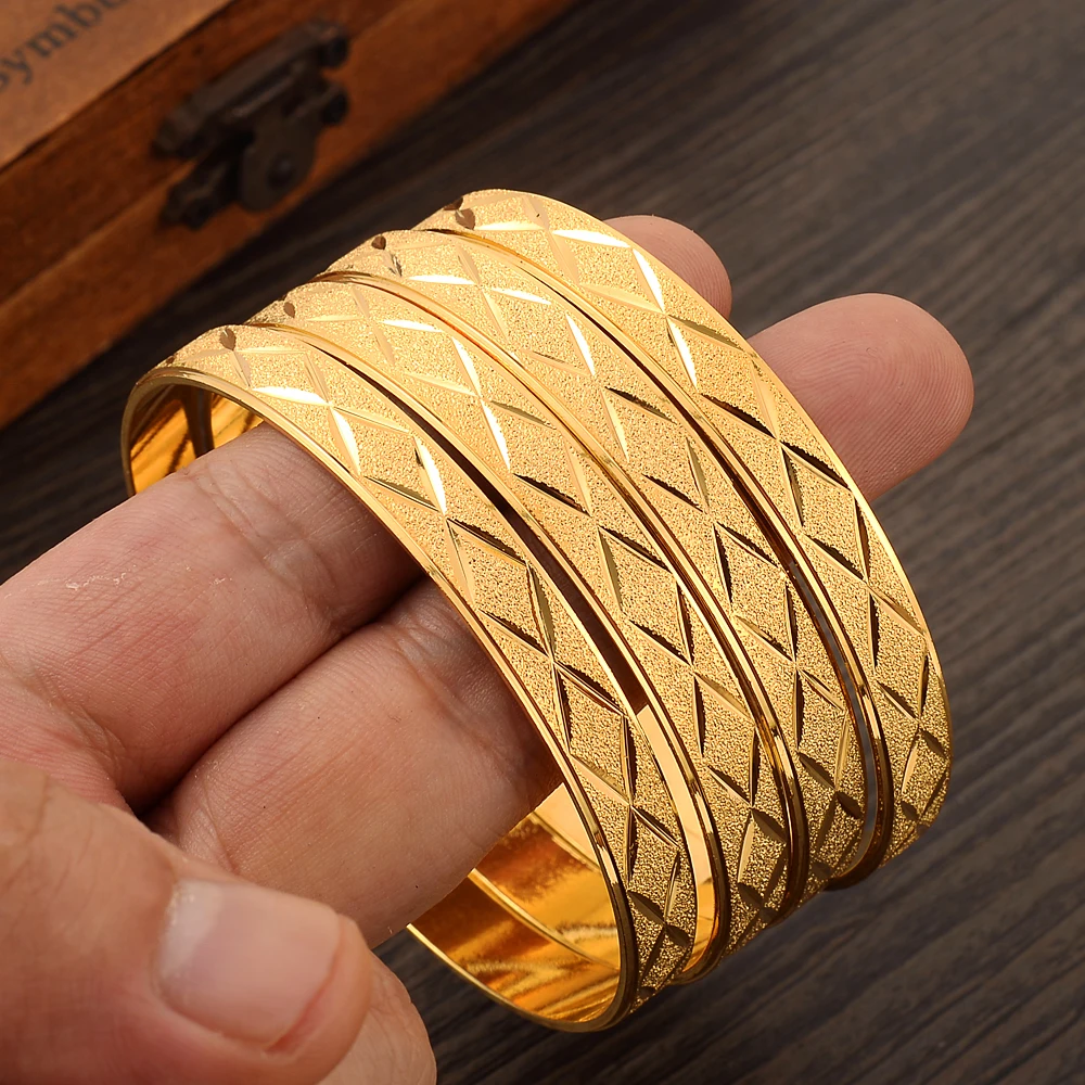 4PCS 65mm 24K Gold Plated Vintage Bangle For Women High Quality Dubai Bride Wedding Ethiopian Bracelet Africa Bangle Party Gifts
4PCS 65mm 24K Gold Plated Vintage Bangle For Women High Quality Dubai Bride Wedding Ethiopian Bracelet Africa Bangle Party Gifts