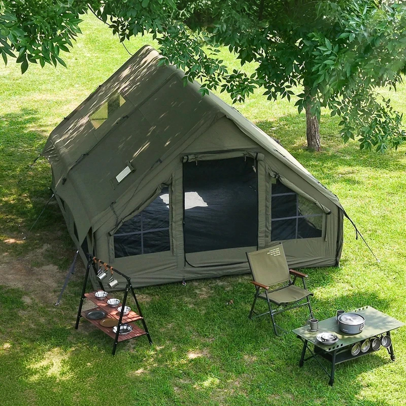 Green 4 Season Inflatable Glamping Tent Waterproof Windproof With Chimney Opening AC Vent Outdoor Camping
Green 4 Season Inflatable Glamping Tent Waterproof Windproof With Chimney Opening AC Vent Outdoor Camping