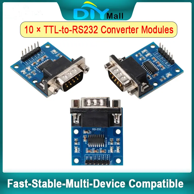 10PCS TTL to RS232 Serial Port Converter Module DB9 Connector Male FAmale with 6P Straight Pin Header for STC STM32 NXP
10PCS TTL to RS232 Serial Port Converter Module DB9 Connector Male FAmale with 6P Straight Pin Header for STC STM32 NXP