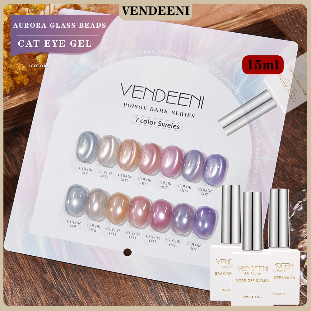 Vendeeni 7 Colors/Set Aurora Glass Beads Cat Eye Gel Nail Polish Mist Violet Crystal Magnetic Nail Varnish With Color Card 
Vendeeni 7 Colors/Set Aurora Glass Beads Cat Eye Gel Nail Polish Mist Violet Crystal Magnetic Nail Varnish With Color Card