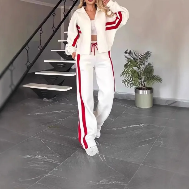 European and American Autumn Export Striped Zipper Top Jacket Casual Sport Set for Women's Fashion and Individuality Comfort
European and American Autumn Export Striped Zipper Top Jacket Casual Sport Set for Women's Fashion and Individuality Comfort