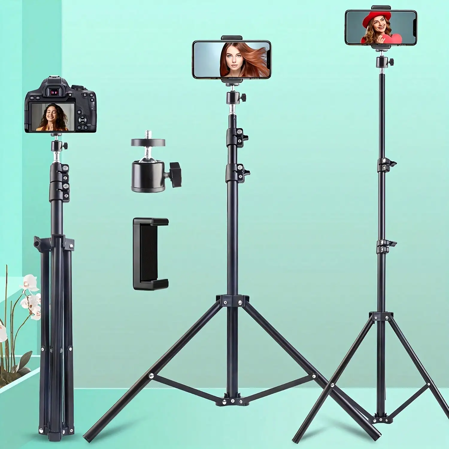 1.1 M Landing Tripod Camera Projector Mobile Phone Stand Adjustable Height Portable Lazy Man Stand Compatible With IPhone, Android Phone, Gift For Birthday, Family, Friends For Office, Dorm And Home Use Phone Holder Phone Stand For Bed
1.1 M Landing Tripod Camera Projector Mobile Phone Stand Adjustable Height Portable Lazy Man Stand Compatible With IPhone, Android Phone, Gift For Birthday, Family, Friends For Office, Dorm And Home Use Phone Holder Phone Stand For Bed