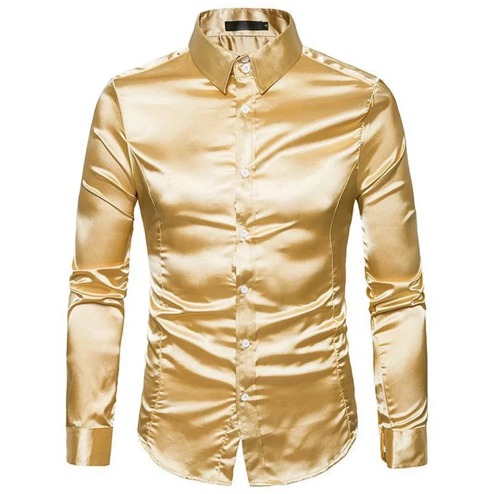 Luxury Men's Shirts And Blouses Satin Shiny Slim Solid Color Formal Business Long Sleeve Single Breasted Tops Shirt Clothing
Luxury Men's Shirts And Blouses Satin Shiny Slim Solid Color Formal Business Long Sleeve Single Breasted Tops Shirt Clothing