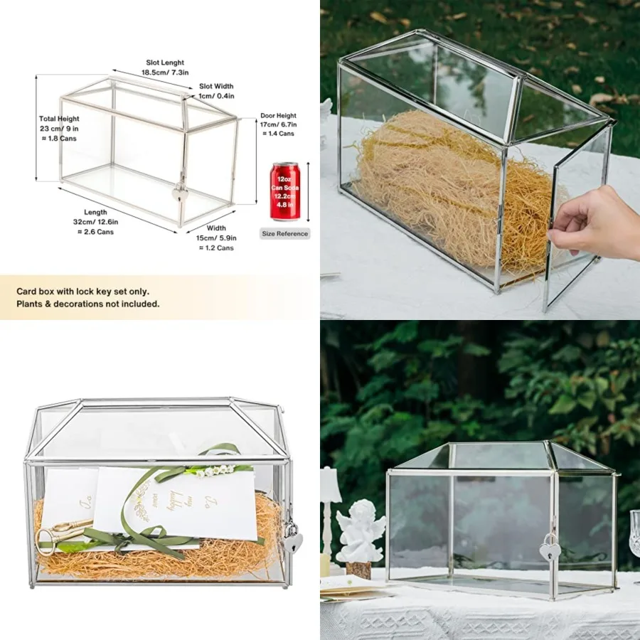 Wedding Glass Cards Bo with Slot and Lock, Thanks Card Holder for Keepsake, Envelops, Reception, Decorative, Glass Box Only Slo
Wedding Glass Cards Bo with Slot and Lock, Thanks Card Holder for Keepsake, Envelops, Reception, Decorative, Glass Box Only Slo