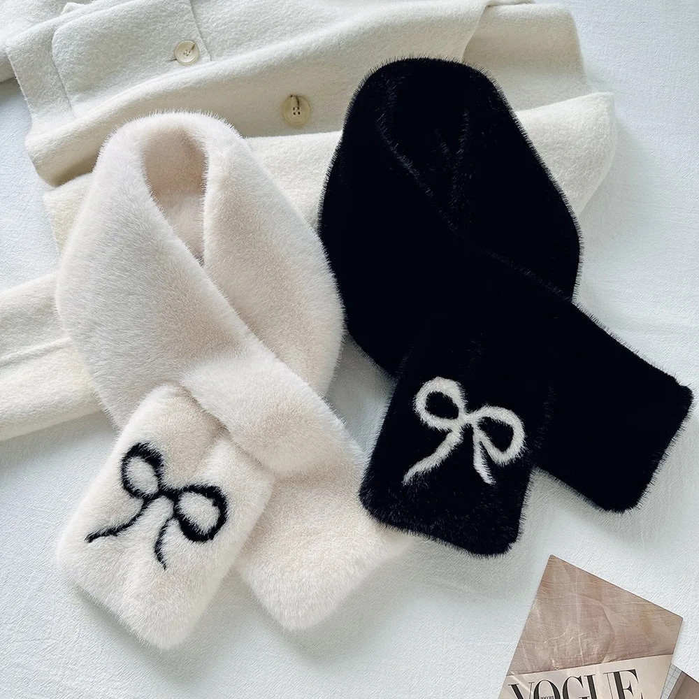 Christmas Gifts Fashion Bow Plush Fur Scarf Faux Rabbit Fur Plush Thicken Neck Scarf Cold Protection Soft Cross Scarf Women
Christmas Gifts Fashion Bow Plush Fur Scarf Faux Rabbit Fur Plush Thicken Neck Scarf Cold Protection Soft Cross Scarf Women