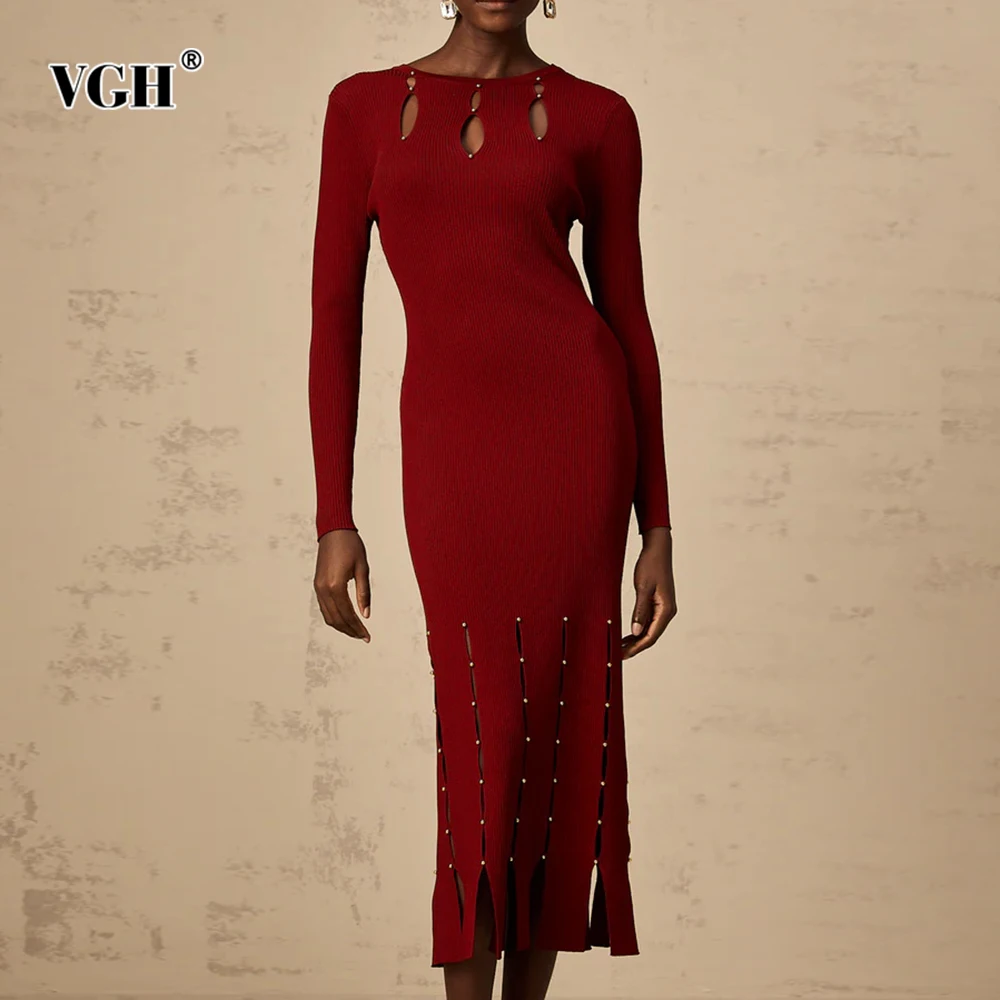 VGH Ретро Slim Fit Сращенные жемчужные ажурные платья для женщин Элегантное платье с круглым вырезом и длинным рукавом с высокой талией Женская мода Новинка
VGH Ретро Slim Fit Сращенные жемчужные ажурные платья для женщин Элегантное платье с круглым вырезом и длинным рукавом с высокой талией Женская мода Новинка
