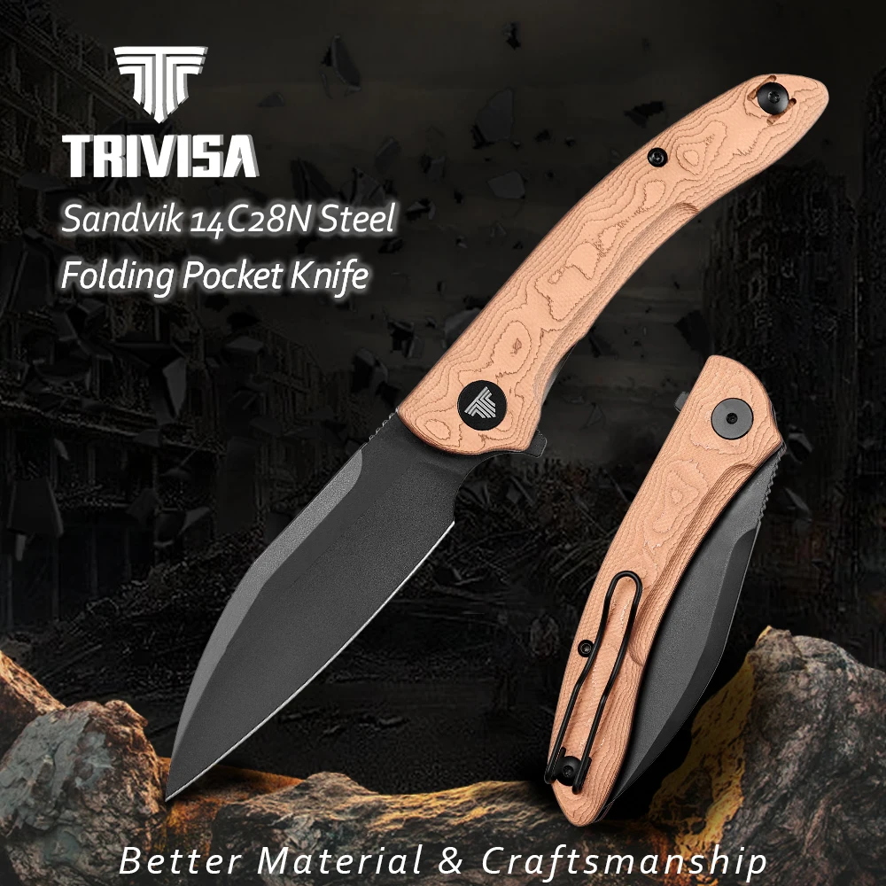 TRIVISA Cuckoo Pocket Folding Knife with Clip14C28N Blade Micarta Copper Foil Handle Hunting Camping Hiking Outdoor Survival EDC
TRIVISA Cuckoo Pocket Folding Knife with Clip14C28N Blade Micarta Copper Foil Handle Hunting Camping Hiking Outdoor Survival EDC