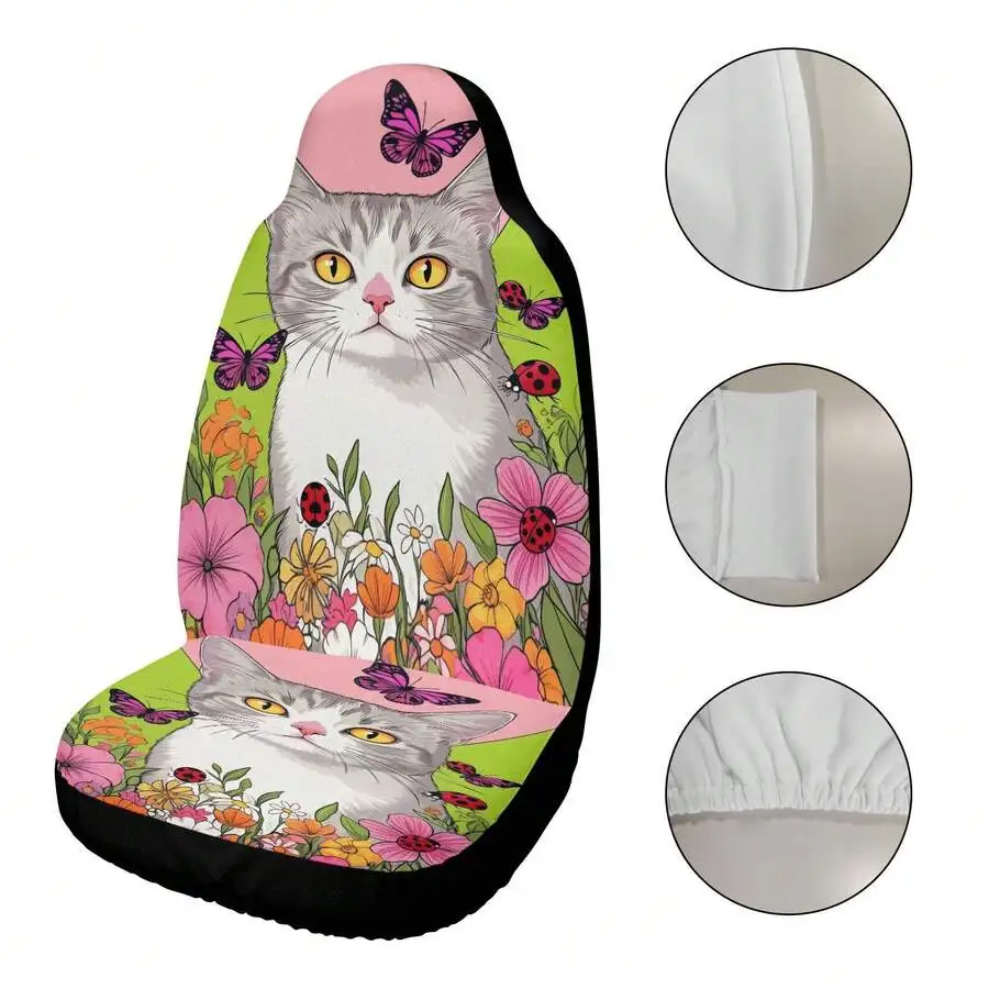 Cat And Floral Pattern Universal Car Seat Cover Breathable Durable Decorative Protector
Cat And Floral Pattern Universal Car Seat Cover Breathable Durable Decorative Protector