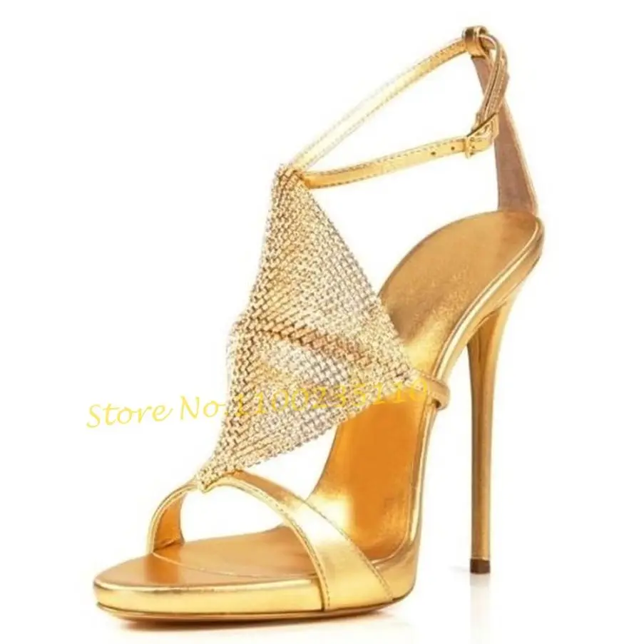 Metallic High Heels Sandals Women Crystal Mesh Summer Shoes Bling Thin Heels Banquet Sandals Women Brand Peep Toe Buckle Shoes
Metallic High Heels Sandals Women Crystal Mesh Summer Shoes Bling Thin Heels Banquet Sandals Women Brand Peep Toe Buckle Shoes