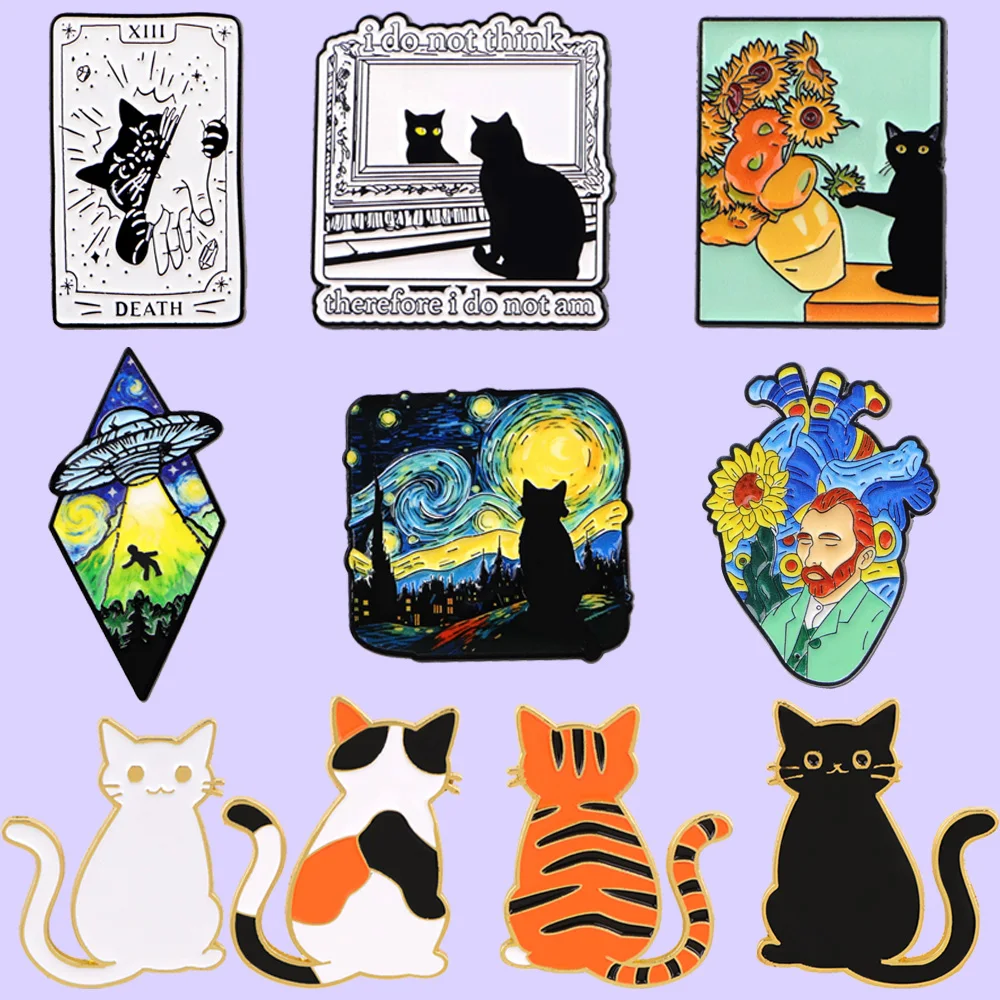 Ван Гог картина маслом эмалированные булавки женские подсолнух милый кот значок рюкзак воротник булавка на лацкан шляпа ювелирные изделия подарки для друзей
Ван Гог картина маслом эмалированные булавки женские подсолнух милый кот значок рюкзак воротник булавка на лацкан шляпа ювелирные изделия подарки для друзей