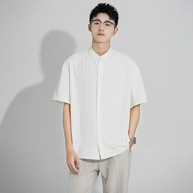 Summer Men's Loose Casual Pure Color Short Sleeve Shirt New Chinese Style Fashionable Top Polyester Fiber Youth Trend
Summer Men's Loose Casual Pure Color Short Sleeve Shirt New Chinese Style Fashionable Top Polyester Fiber Youth Trend