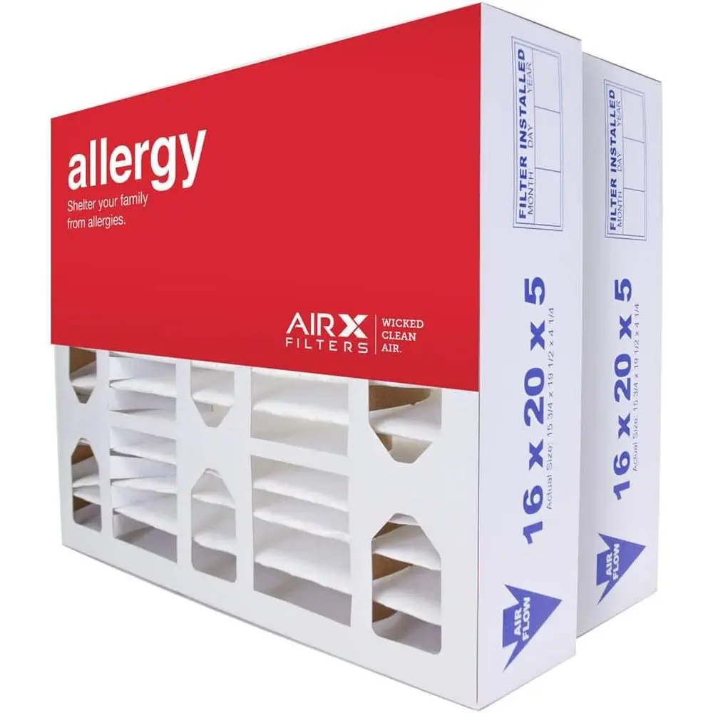 16x20x5 MERV 11 Air Filter Replacement, Allergy 2-Pack, Made in USA
16x20x5 MERV 11 Air Filter Replacement, Allergy 2-Pack, Made in USA