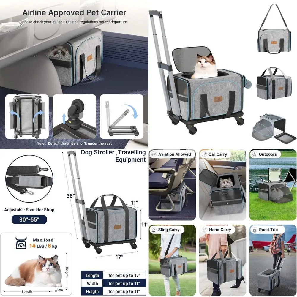 Расширяемая переноска для кошек, одобренная авиакомпанией, с телескопической ручкой для путешествий, пеших прогулок и кемпинга
Расширяемая переноска для кошек, одобренная авиакомпанией, с телескопической ручкой для путешествий, пеших прогулок и кемпинга