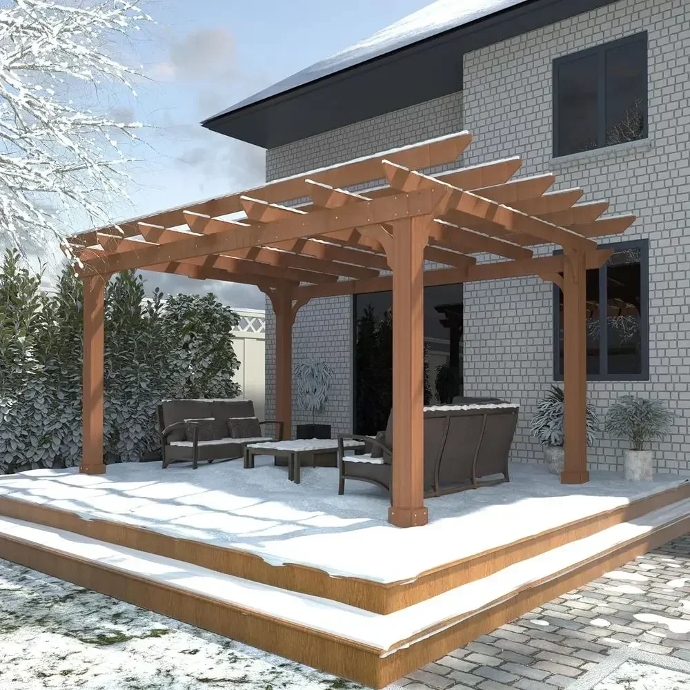 12ft x 10ft Wooden Pergola with Attached Latte Roof, Outdoor Garden Shelter, Patio and Deck Cover with Stakes
12ft x 10ft Wooden Pergola with Attached Latte Roof, Outdoor Garden Shelter, Patio and Deck Cover with Stakes