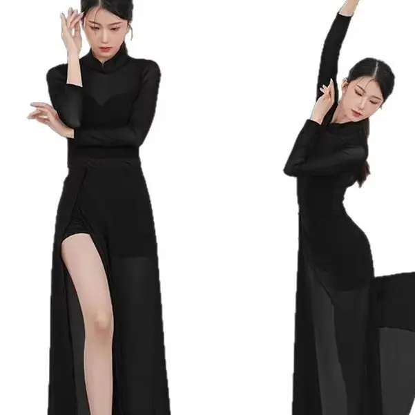 Chinese classical dance ethnic-style cheongsam,half-length long dress, high waist, slit, slimming,modern dance practice clothing
Chinese classical dance ethnic-style cheongsam,half-length long dress, high waist, slit, slimming,modern dance practice clothing