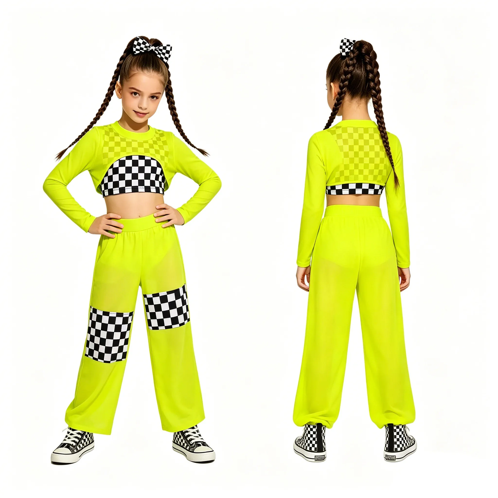 Children Girls Racing Driver Outfit Hip Hop Jazz Street Dance Skateboard Costume Checkerboard Vest with Mesh Crop Top Pants Set
Children Girls Racing Driver Outfit Hip Hop Jazz Street Dance Skateboard Costume Checkerboard Vest with Mesh Crop Top Pants Set
