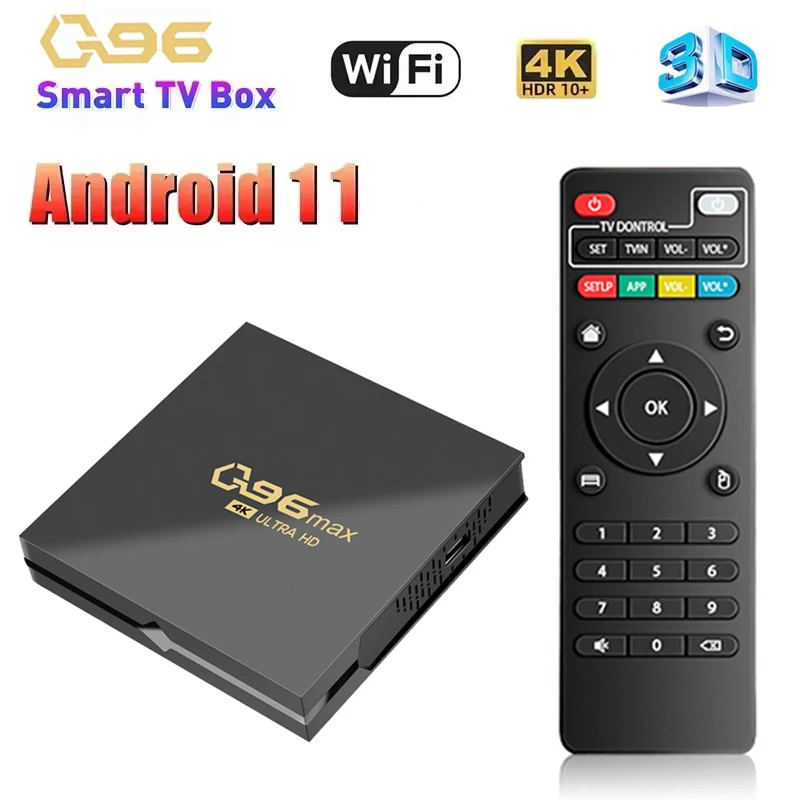 TV Box Q96 Max Amlogic S905 Quad Core 4G WIFI 3D Android 11 Smart Media Player HD 4K 100M LAN Set Top Box iptv
TV Box Q96 Max Amlogic S905 Quad Core 4G WIFI 3D Android 11 Smart Media Player HD 4K 100M LAN Set Top Box iptv