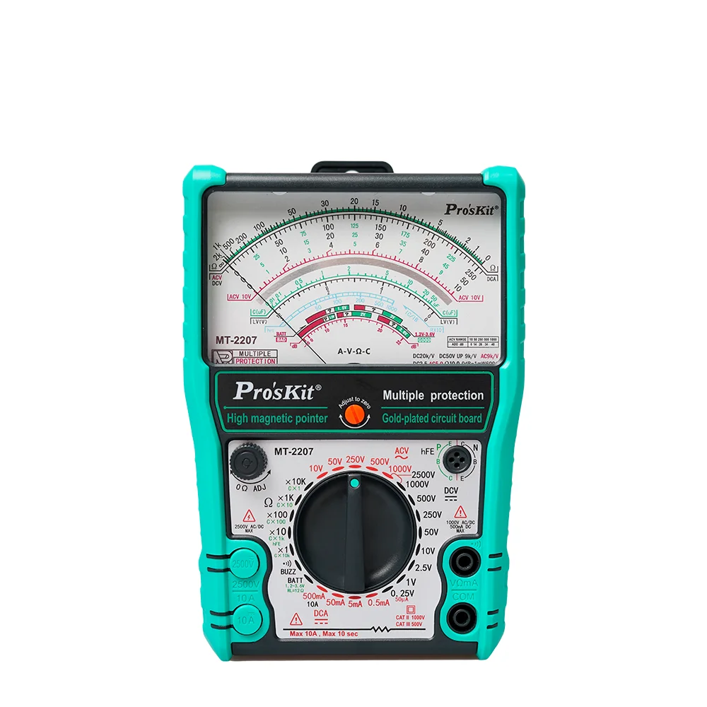 Pro'sKit MT-2207-C Аналоговый мультиметр с защитной функцией для электрических измерений
Pro'sKit MT-2207-C Аналоговый мультиметр с защитной функцией для электрических измерений