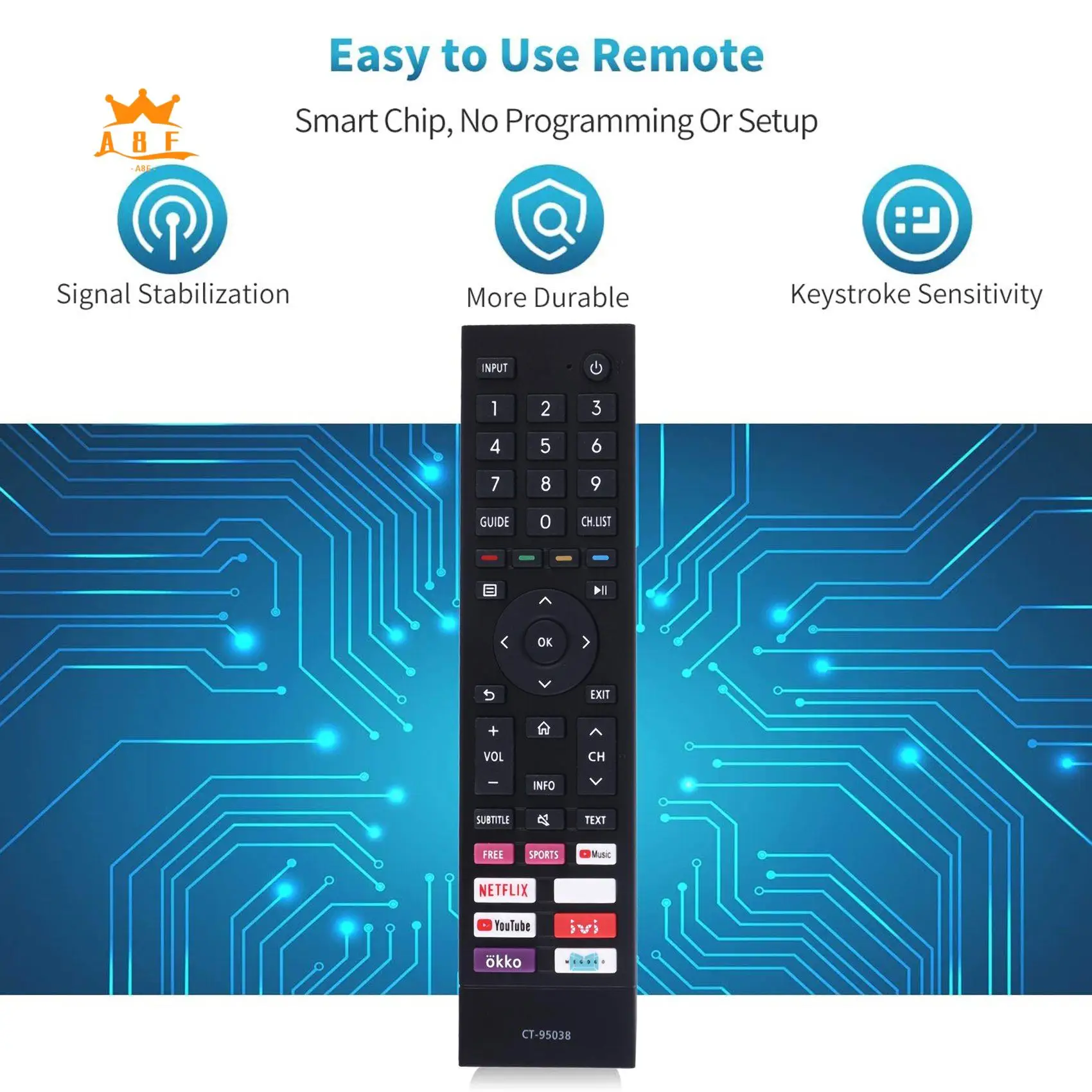 A08E-Remote Control TV Remote Control Replace Remote Control CT-95038 For Toshiba TV Remote Control
A08E-Remote Control TV Remote Control Replace Remote Control CT-95038 For Toshiba TV Remote Control