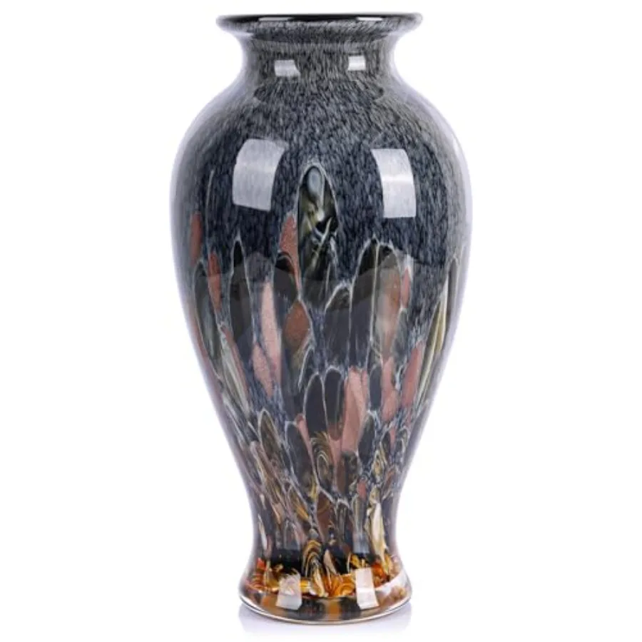 H Blown Glass Vase 11.8" Tall Beautiful Amber Sea Wide Mouth Bud Vase for Table Centerpiece, Painted Colorful Murano Glass Flow
H Blown Glass Vase 11.8" Tall Beautiful Amber Sea Wide Mouth Bud Vase for Table Centerpiece, Painted Colorful Murano Glass Flow