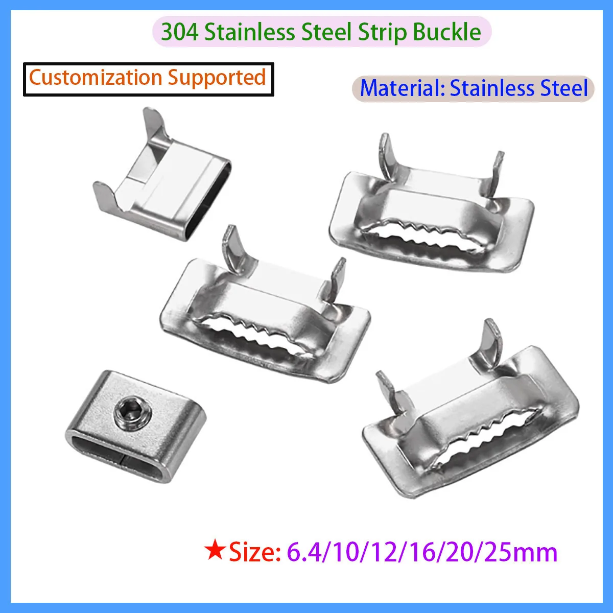 304 Stainless Steel Zip Tie Buckle L-shaped Screw Packaging Zipper Buckle Connector 6.4/12/16/20/25mm
304 Stainless Steel Zip Tie Buckle L-shaped Screw Packaging Zipper Buckle Connector 6.4/12/16/20/25mm