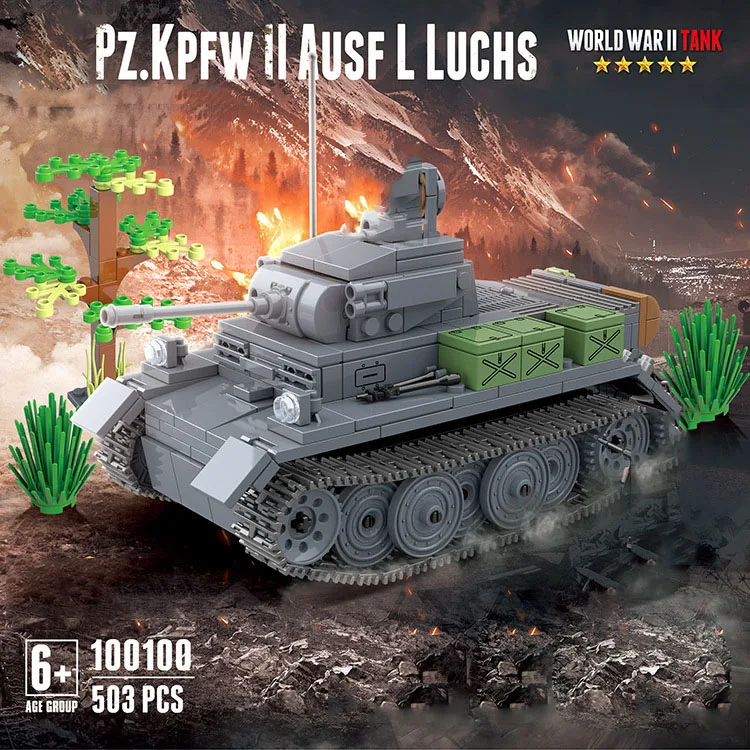 World War 1:30 Scale Panzer II Light Tank Vehicle Military Model Building Block WW2 Brick Germany Army Forces Figures Toys
World War 1:30 Scale Panzer II Light Tank Vehicle Military Model Building Block WW2 Brick Germany Army Forces Figures Toys