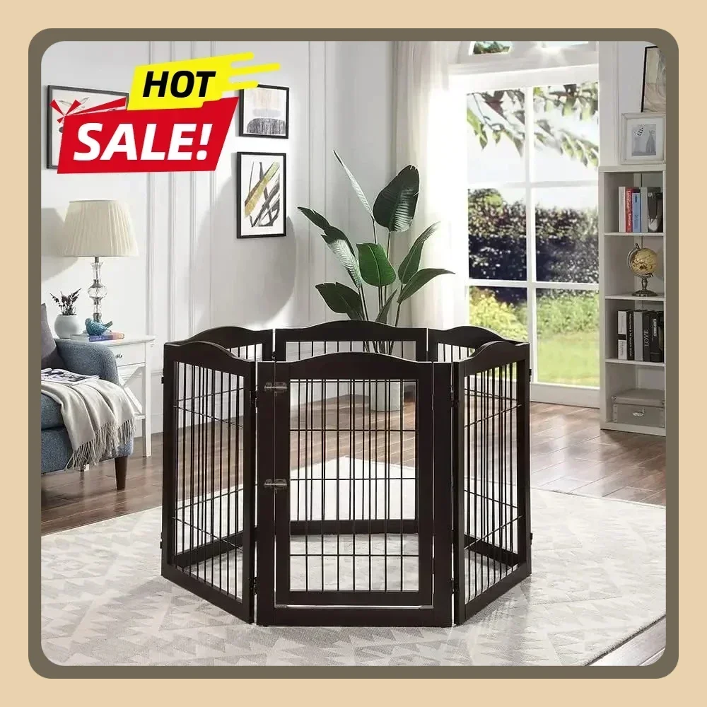 Extra Wide Pet Gate with Walk Through Door, Foldable Pet Barrier Fence, 6 Panels Freestanding Dog Gate and 5 Support Feet
Extra Wide Pet Gate with Walk Through Door, Foldable Pet Barrier Fence, 6 Panels Freestanding Dog Gate and 5 Support Feet