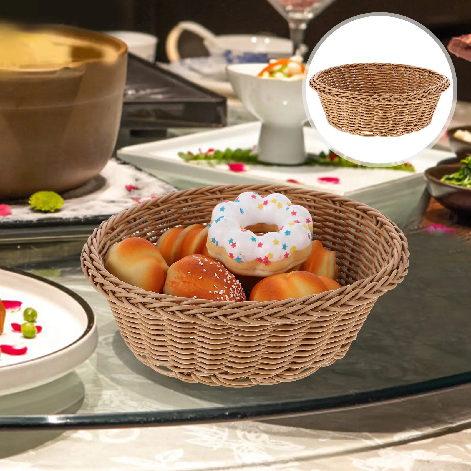 2Pcs Decorative Fruit Basket Strong Plastic Woven Basket for Kitchen Storage Snacks Candies Organizer Functional Home Accessory
2Pcs Decorative Fruit Basket Strong Plastic Woven Basket for Kitchen Storage Snacks Candies Organizer Functional Home Accessory