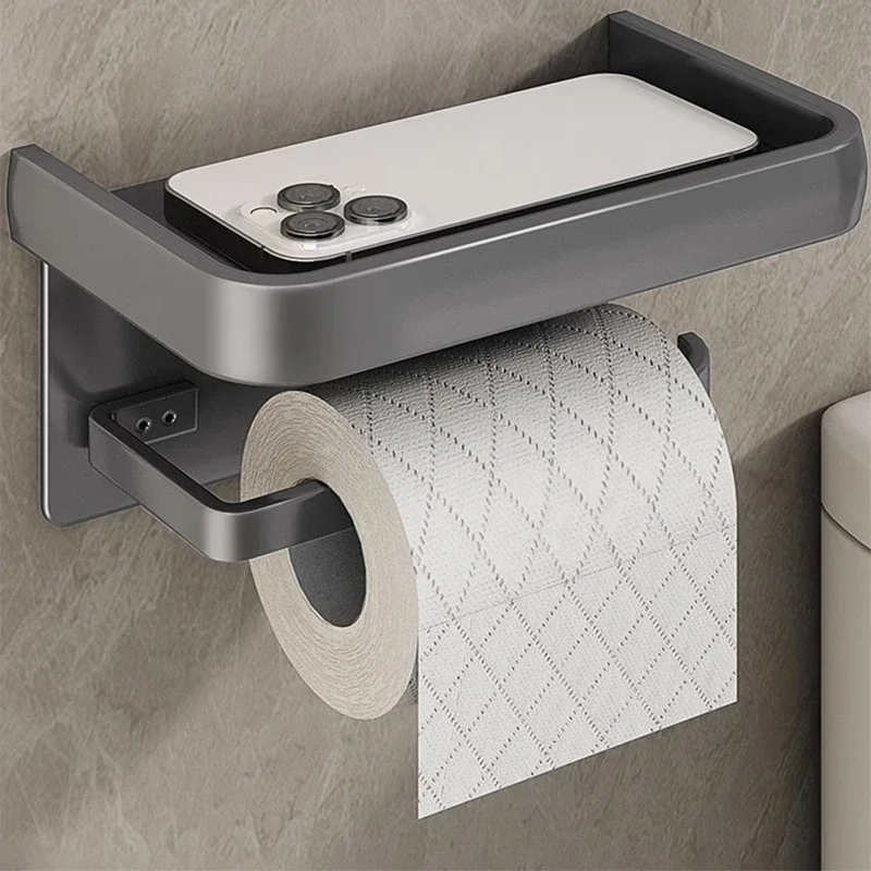 Aluminum Alloy Wall Mount Toilet Roll Paper Holder WC Storage Organizer Phone Shelf Holder Bathroom Accessories Paper holders
Aluminum Alloy Wall Mount Toilet Roll Paper Holder WC Storage Organizer Phone Shelf Holder Bathroom Accessories Paper holders