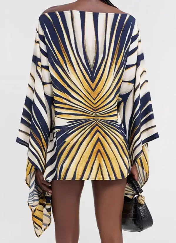 Women Batwing Sleeve Boat Neck Dress Asymmetric Hem Retro Tie Waist Stripe Print Detail Dresses Summer Beach Vacation Vestidos
Women Batwing Sleeve Boat Neck Dress Asymmetric Hem Retro Tie Waist Stripe Print Detail Dresses Summer Beach Vacation Vestidos